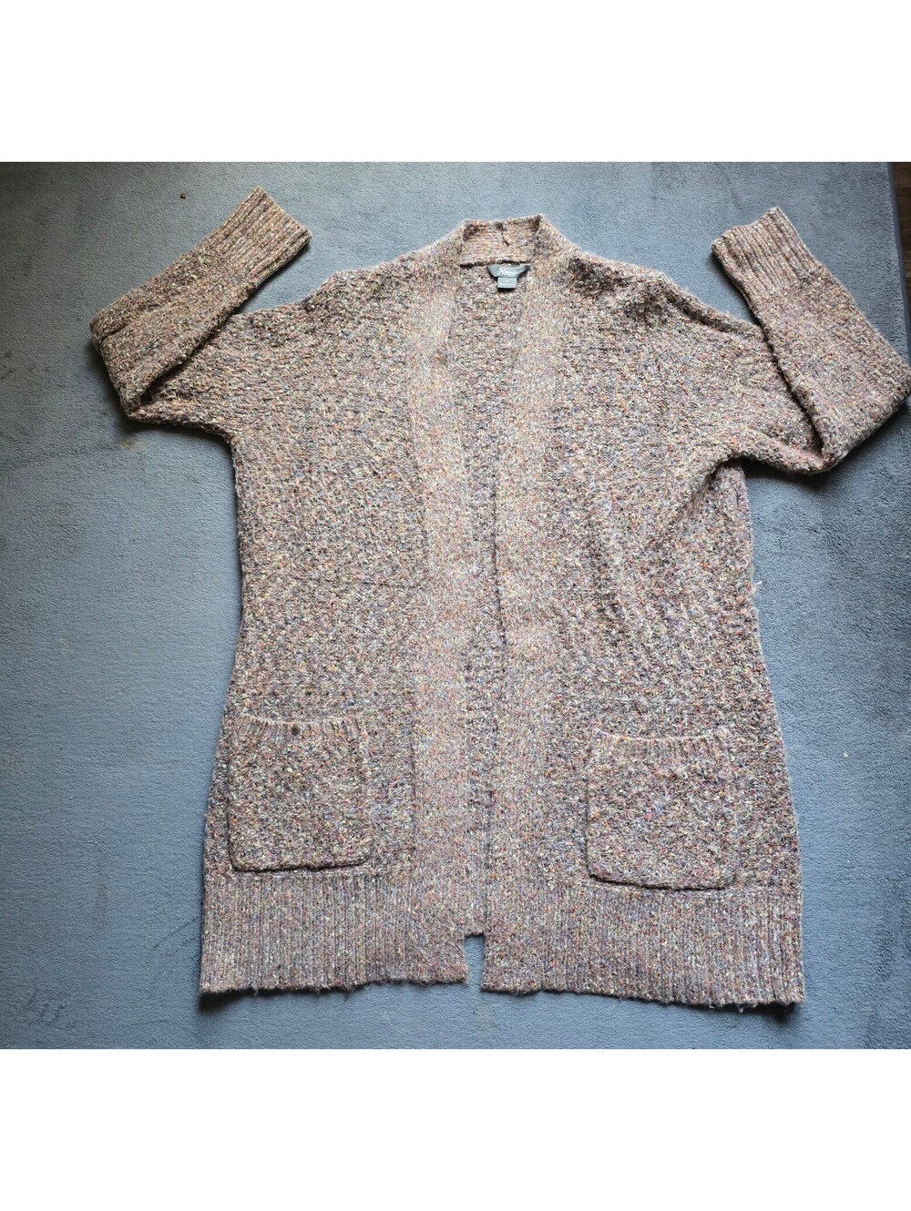 Natural Reflections Womens XXL Marled Confetti Knit Open Front Cardigan Sweater